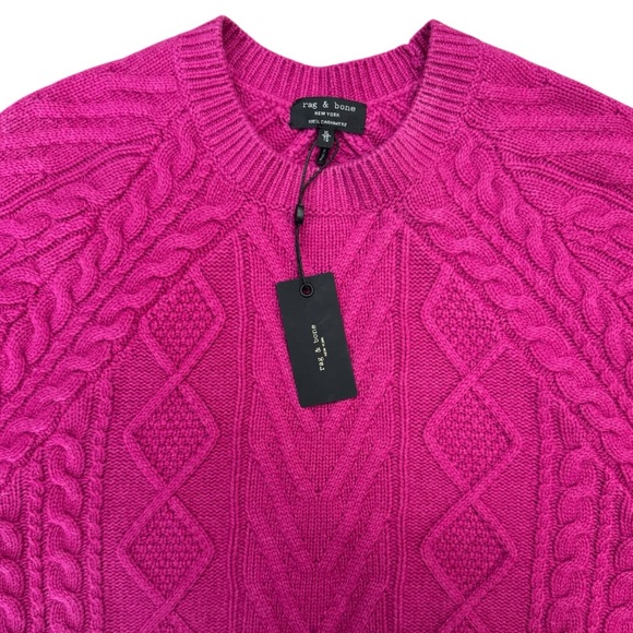 NWT Rag & Bone Pierce Cashmere Cable Sweater in Plum Size Extra Large - Picture 9 of 13